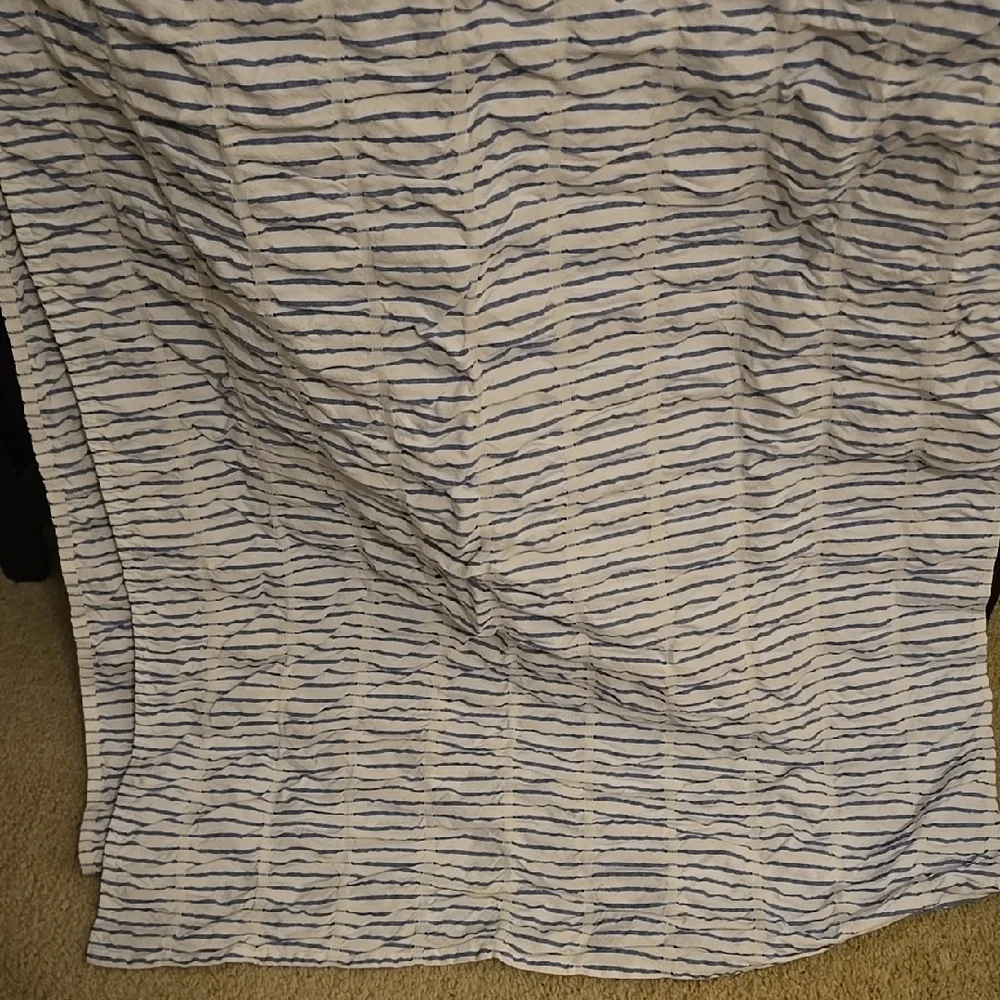 Threshold Striped Blu & White Gathered Fabric. Excellent Quality.